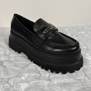 ASOS Women’s Black Faux Leather Maverick Platform Loafer Size UK 5 US 7